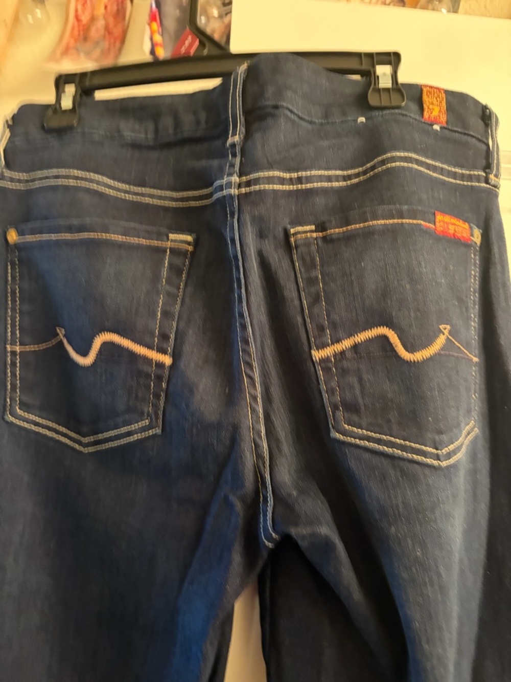 7 For All Mankind Dark Indigo Jeans with Contrast Stitching